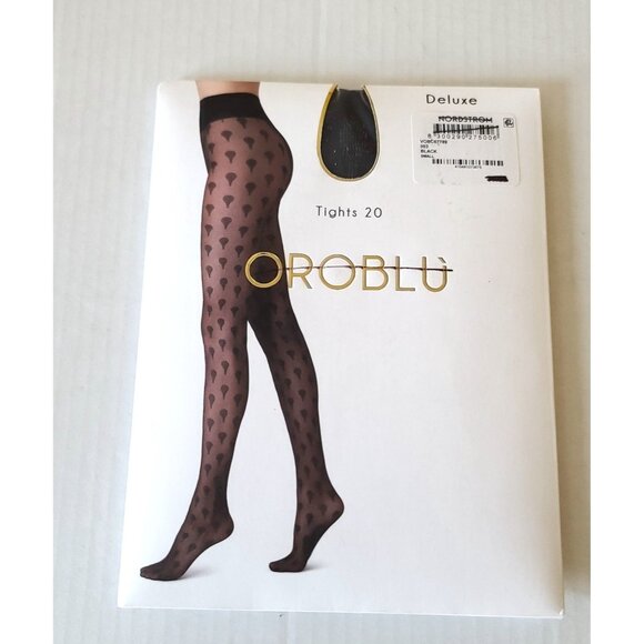 OROBLU Deluxe Tights 20 Denier Size S Black With Metallic Threads VOBC67789 NEW - Picture 2 of 12